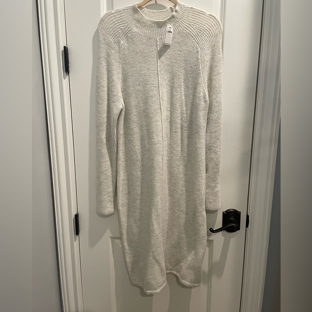 Banana republic funnel neck heather grey long sleeve midi dress